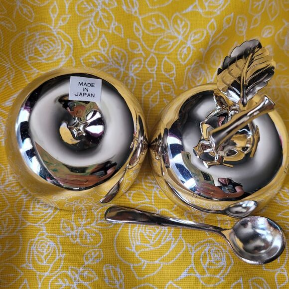 Lot Of 3 Silver Plated WM Rogers Bon Bon Oneida Jam Jar Lidded Apple Saltcellar - Picture 7 of 11